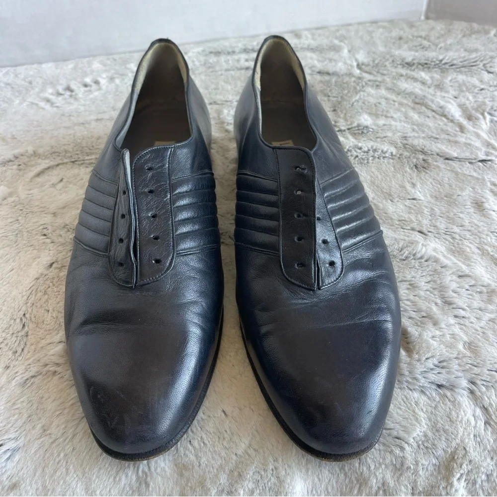 Lorenzo Banfi Classic Dark Blue Leather Men's Shoes Size 9.5